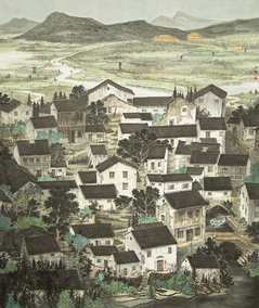 朱正发作品《万年浦江》 规格：240×200cm入选中国美协主办的2018“万年浦江”全国中国画（工笔）作品展